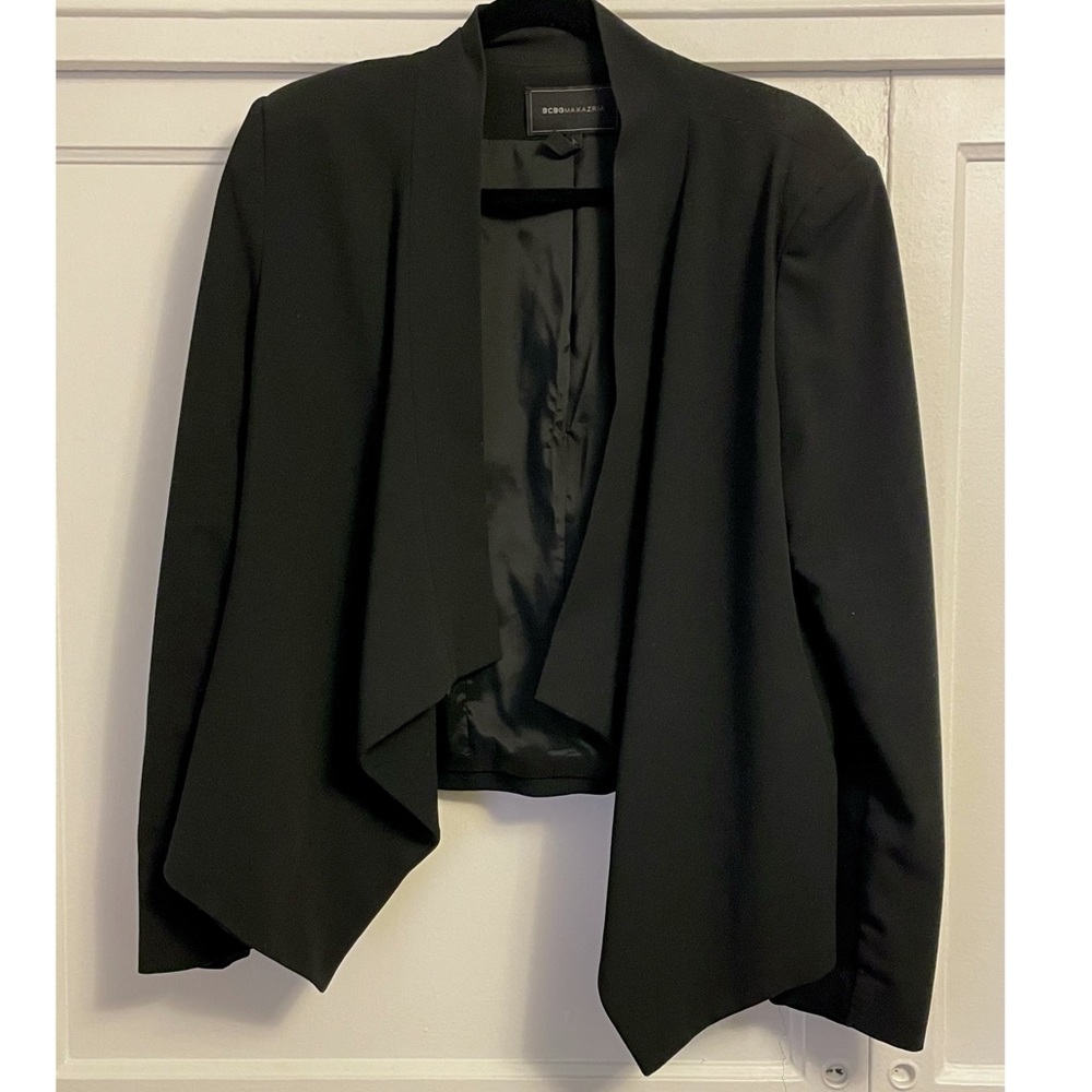BCBG Black Drape Front Blazer